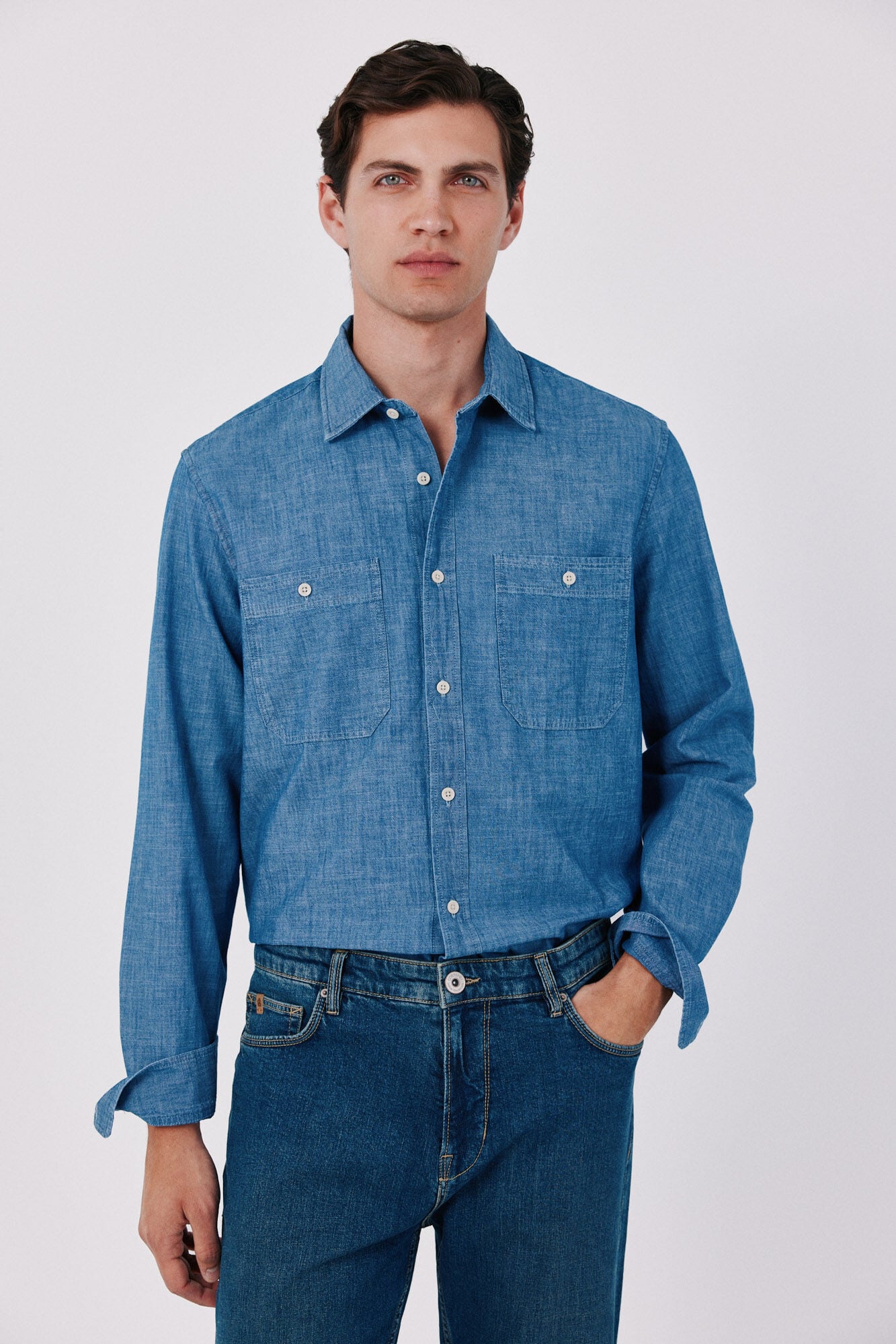 Cortefiel Camisa chambray utility