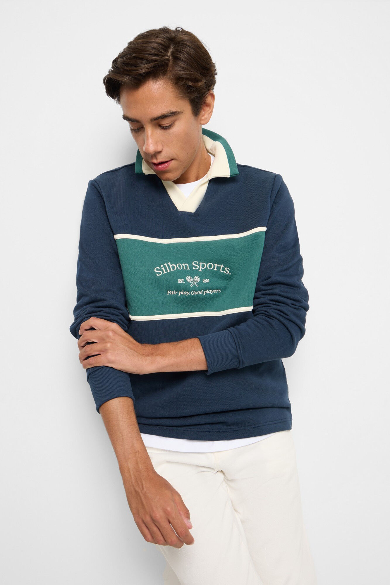 Silbon Sweatshirt com gola polo Silbon Sports Azul