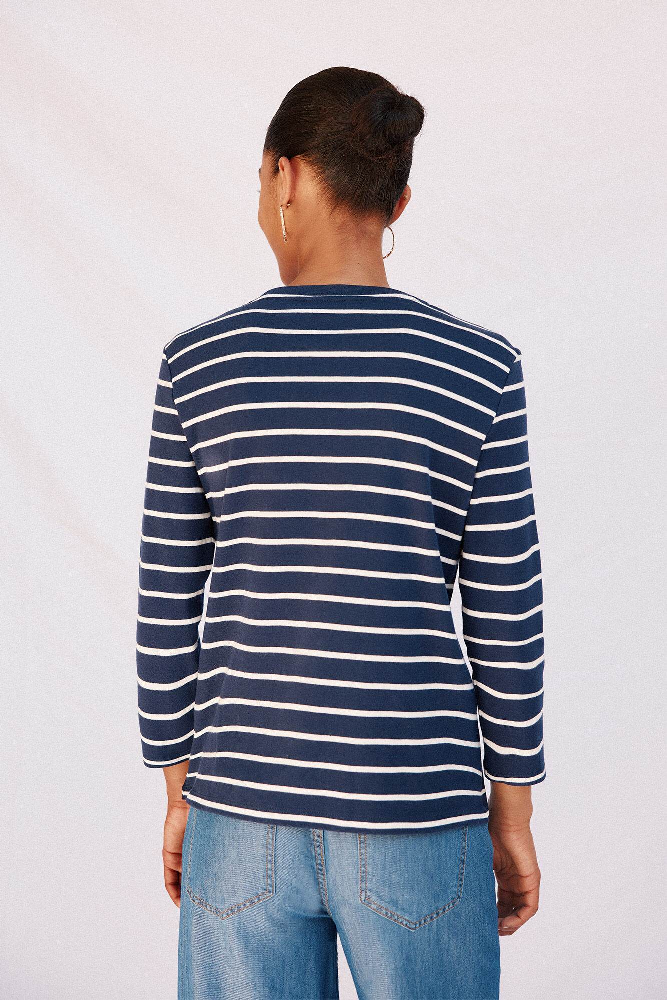 Cortefiel Basic T-shirt with gold buttons Printed blue