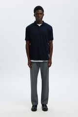 Selected Piqu&eacute; basic polo shirt Navy