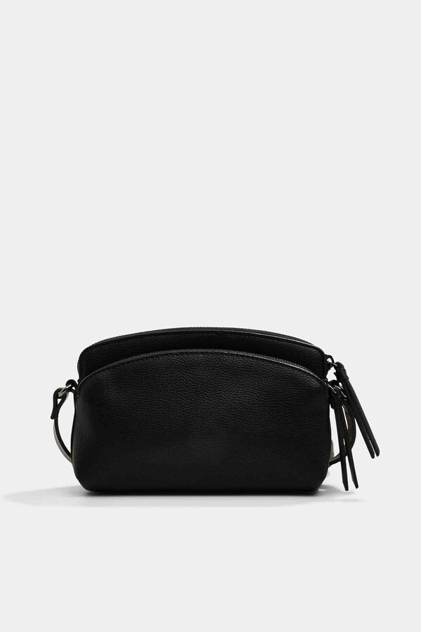 Cortefiel Small zipped crossbody bag Black