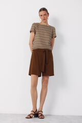 Cortefiel Linen bermuda shorts shorts Dark brown
