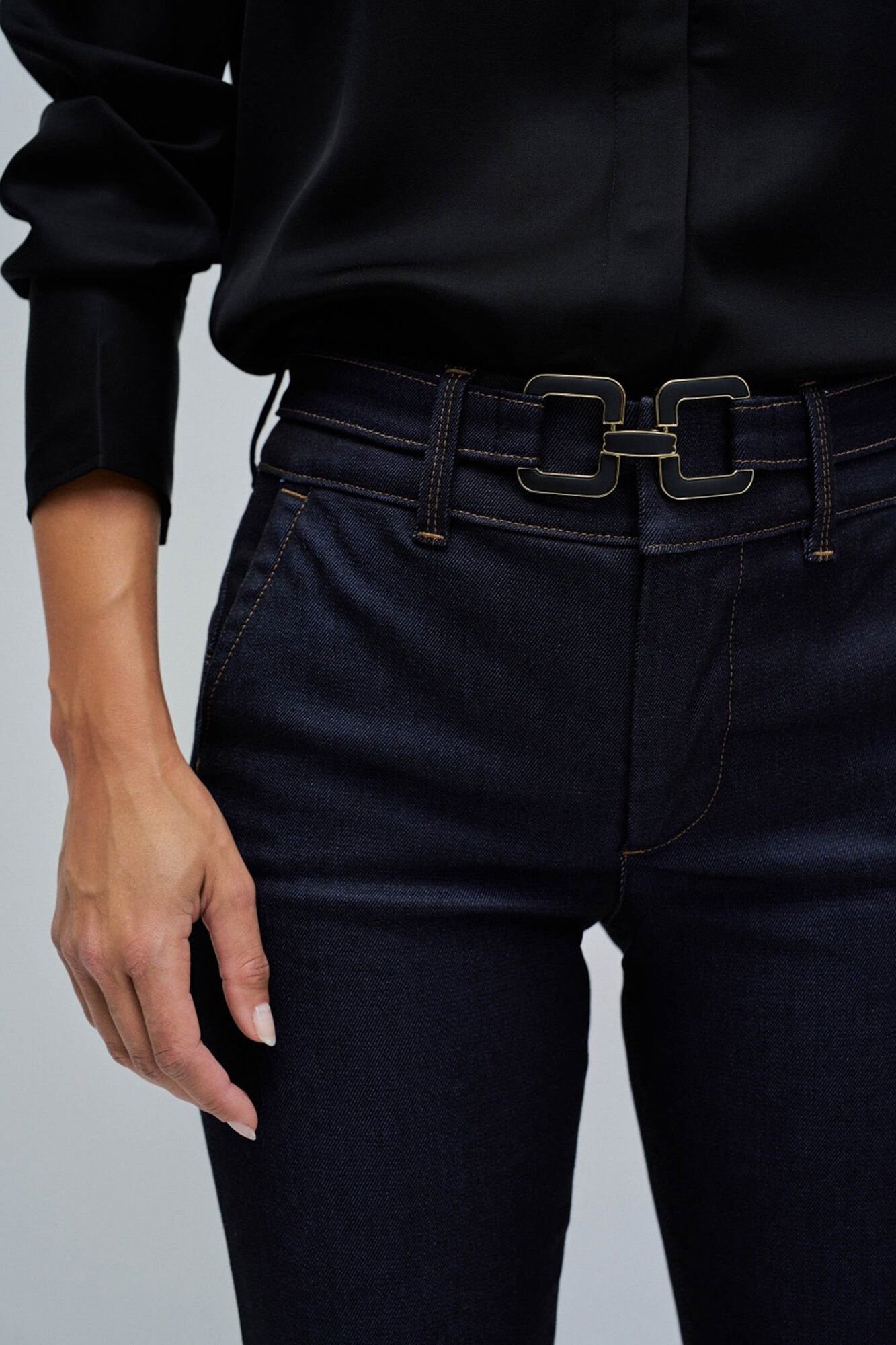 Salsa Jeans Cal&ccedil;a cal&ccedil;as chino flare secreta com cinto Azul