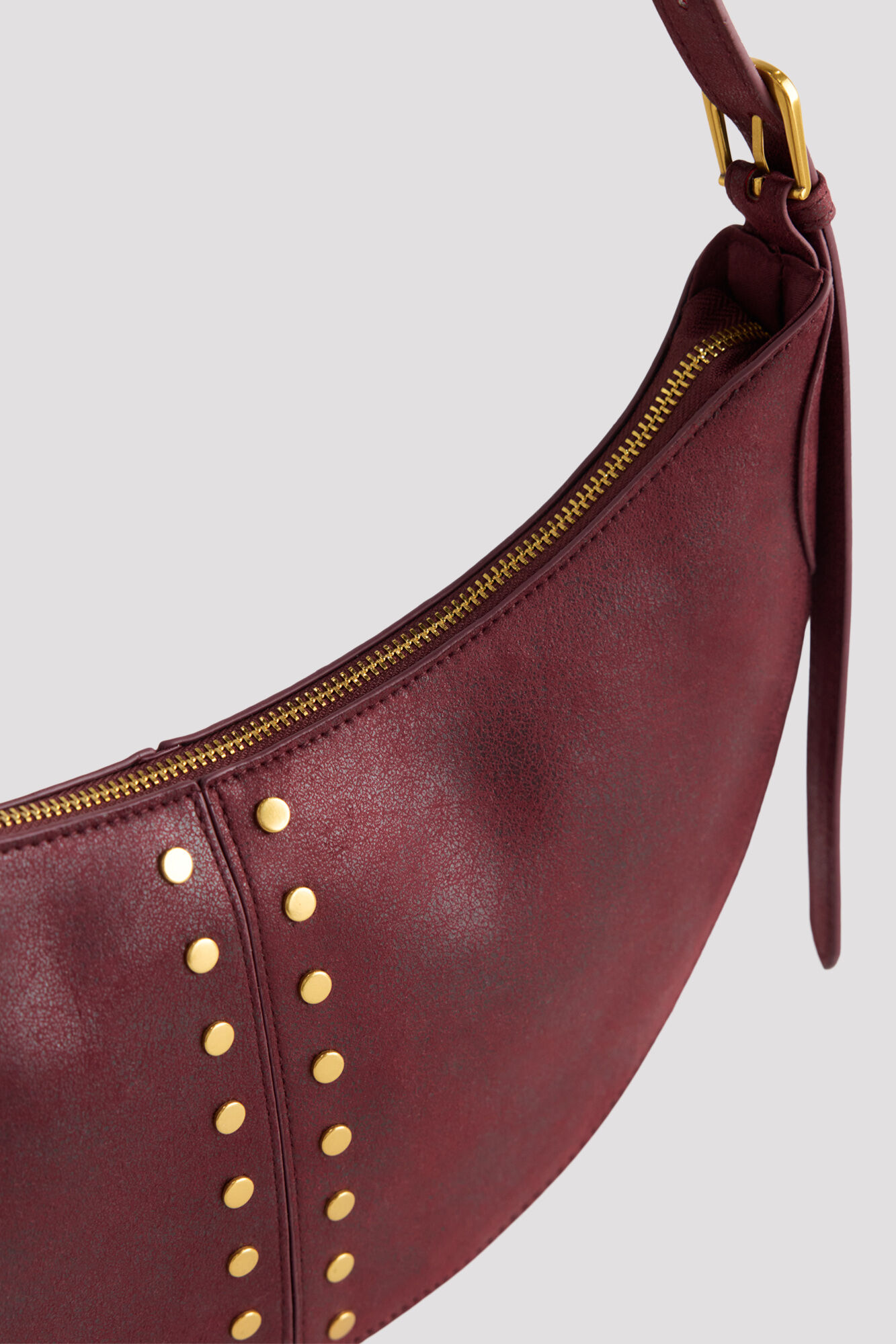 Cortefiel Crossbody bag with studs Maroon