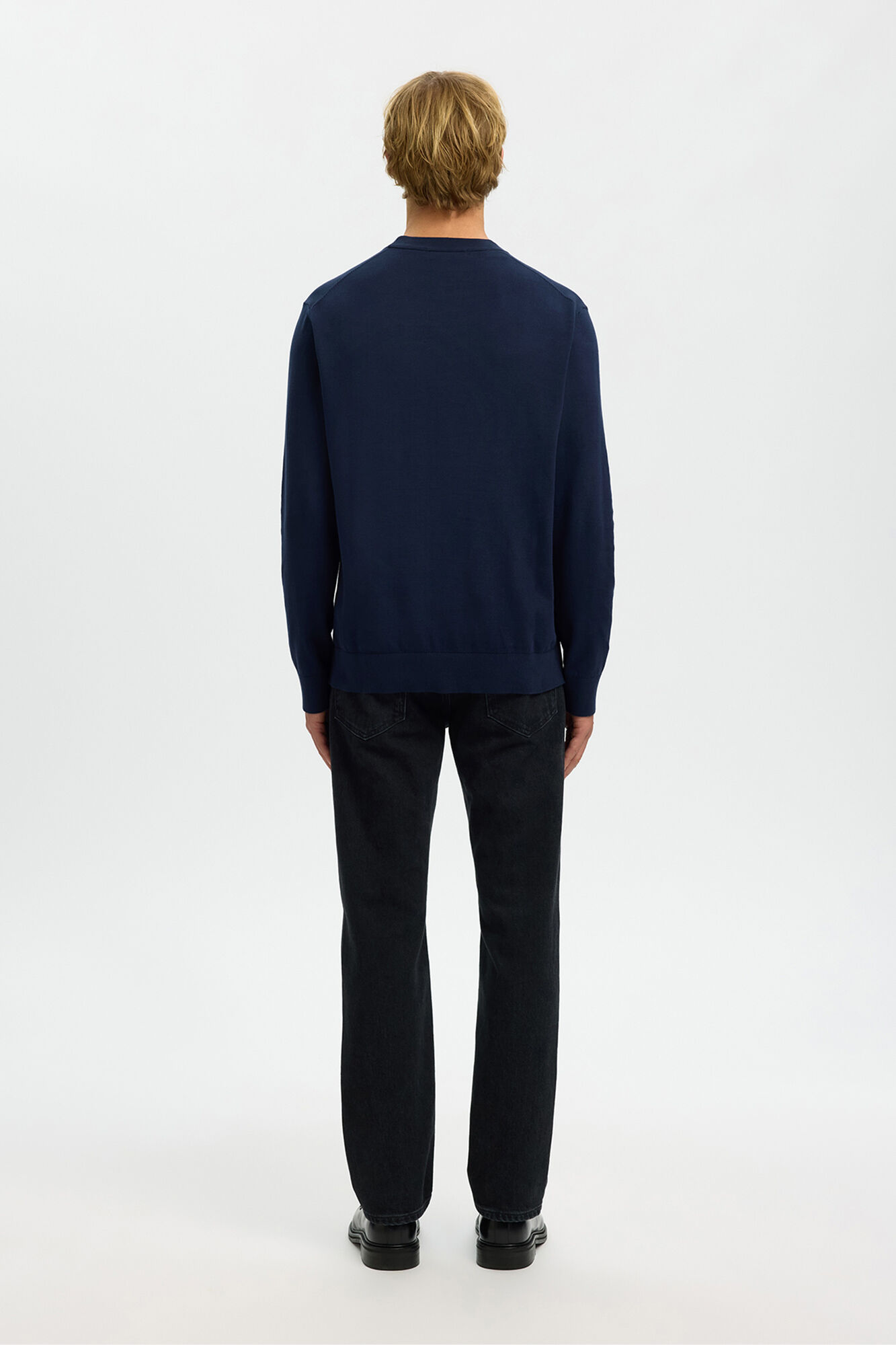 Selected Camisola leve 100% algod&atilde;o org&acirc;nico Azul