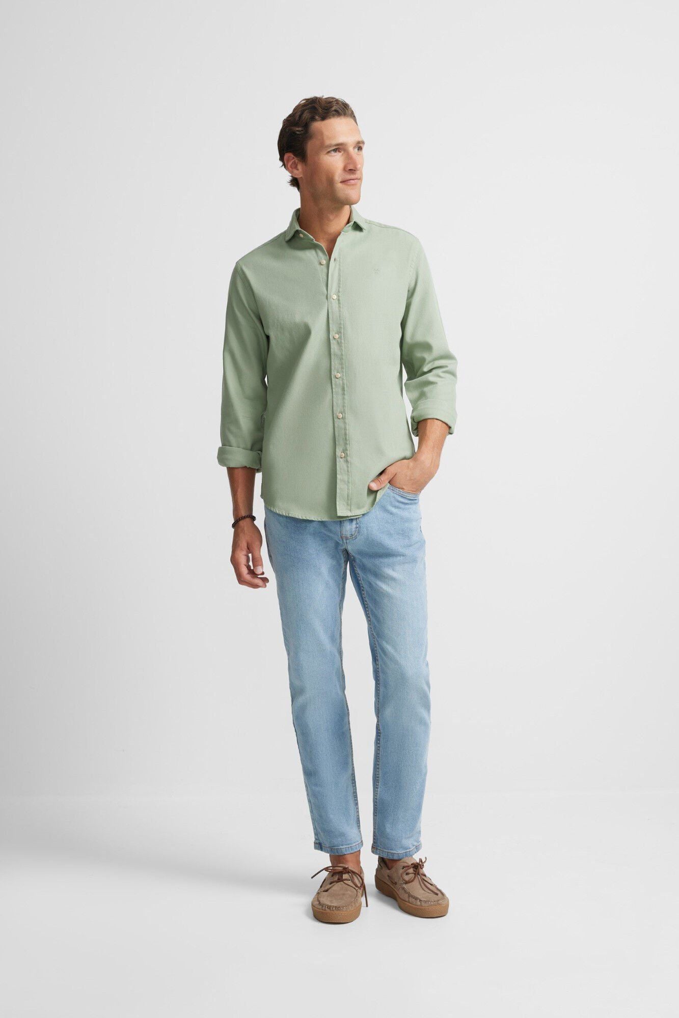 Silbon Plain micropique sport shirt Green