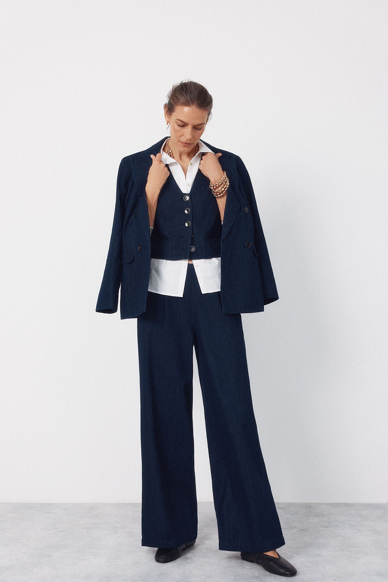 Cortefiel Chaleco Denim sastre Azul