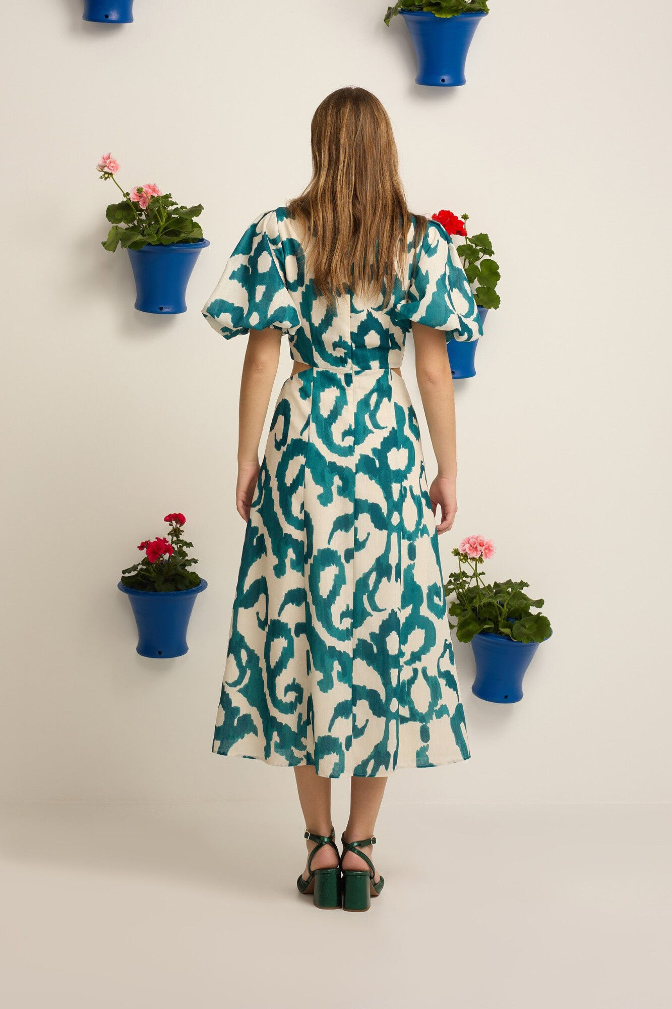 Silbon Vestido Event Collection cut out estampado Verde