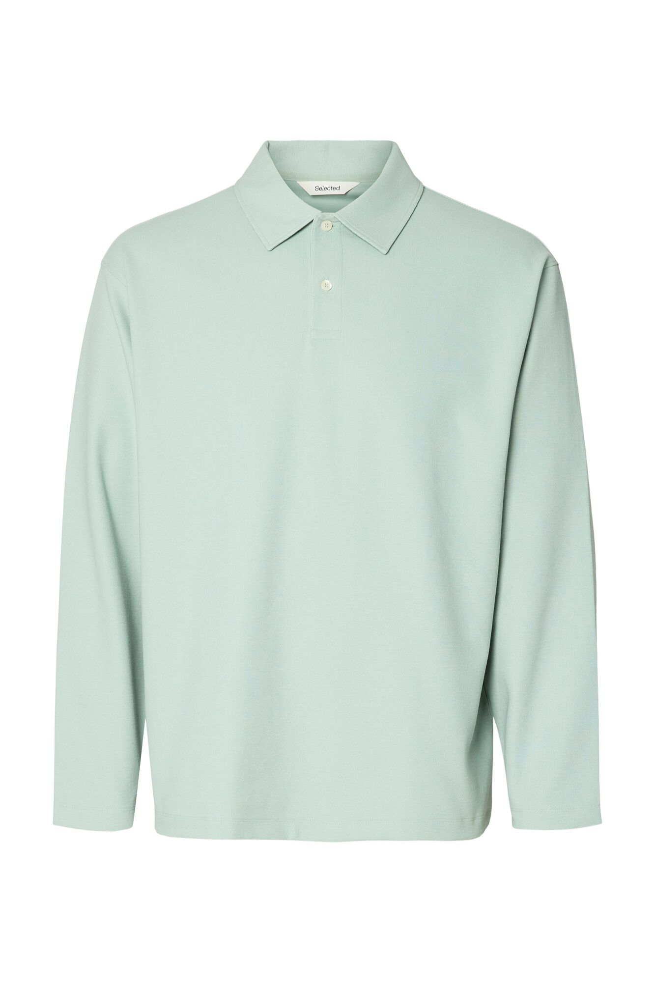 Selected Polo manga comprida relax Verde
