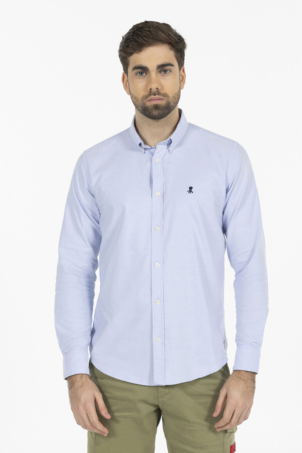 Cortefiel Essential pinpoint shirt Blue