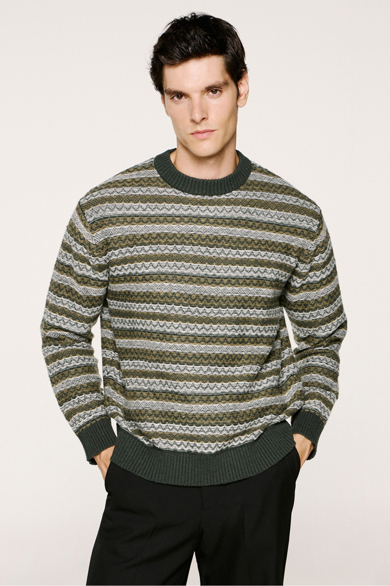 Selected Camisola de l&atilde; com gola caixa  Verde