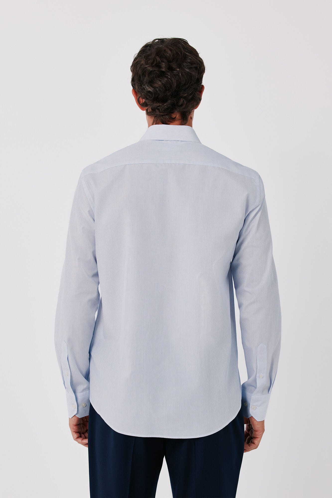 Cortefiel Striped cotton Tencel dress shirt Blue