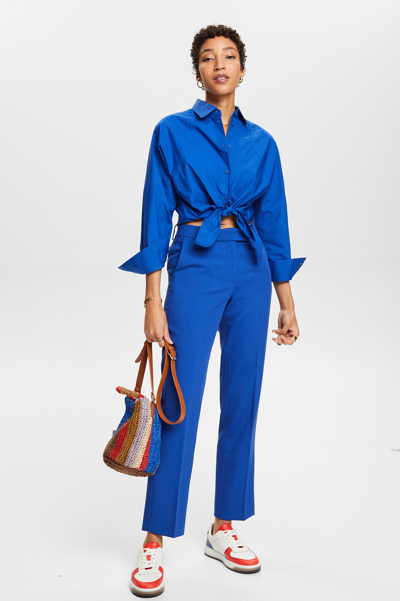 Esprit Striped woven paper crossbody bag Multicolour