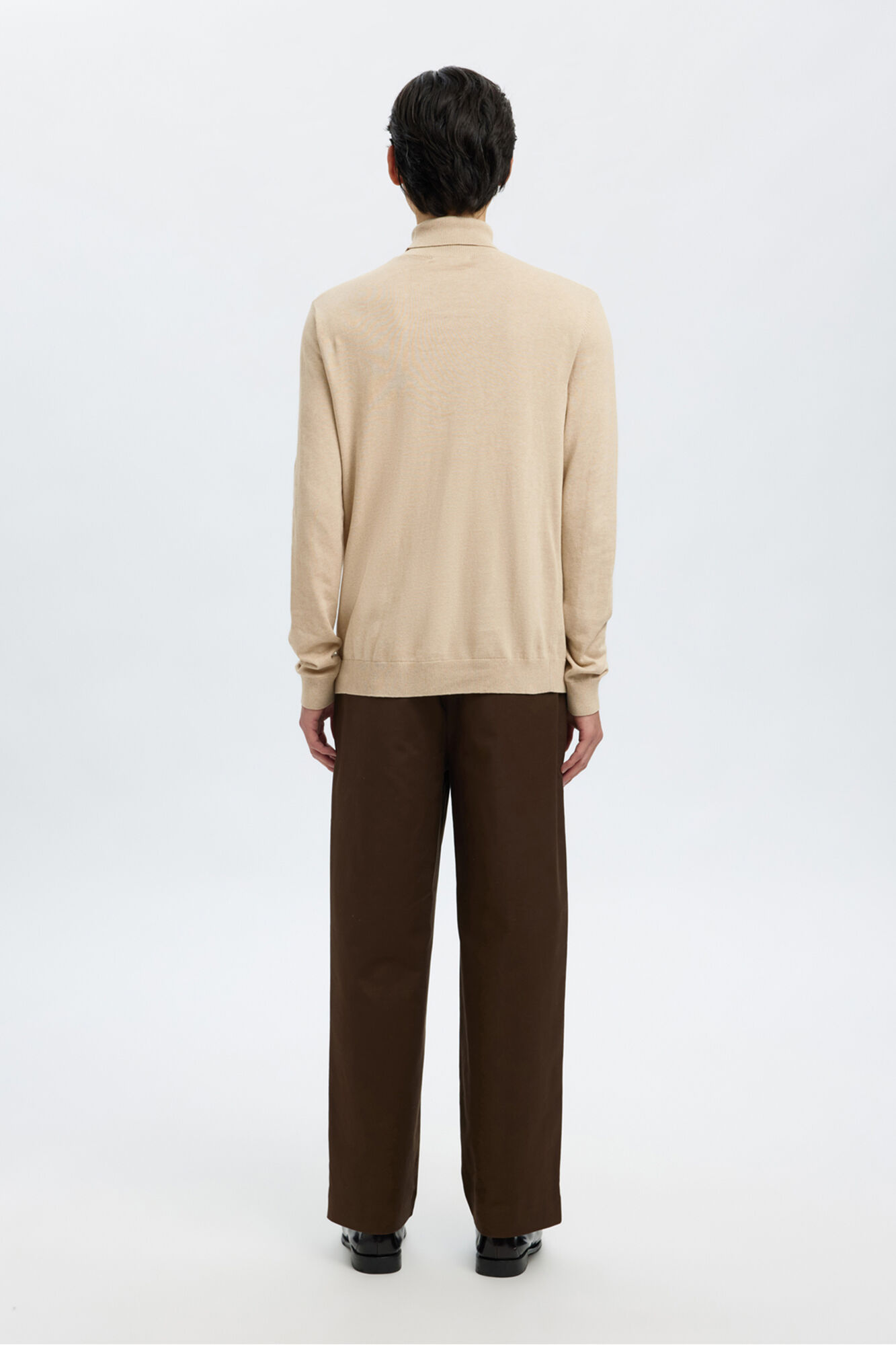 Selected Camisola de gola de algod&atilde;o org&acirc;nico  Tostado