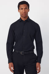 Cortefiel Slim fit easy-iron ottoman dress shirt Black