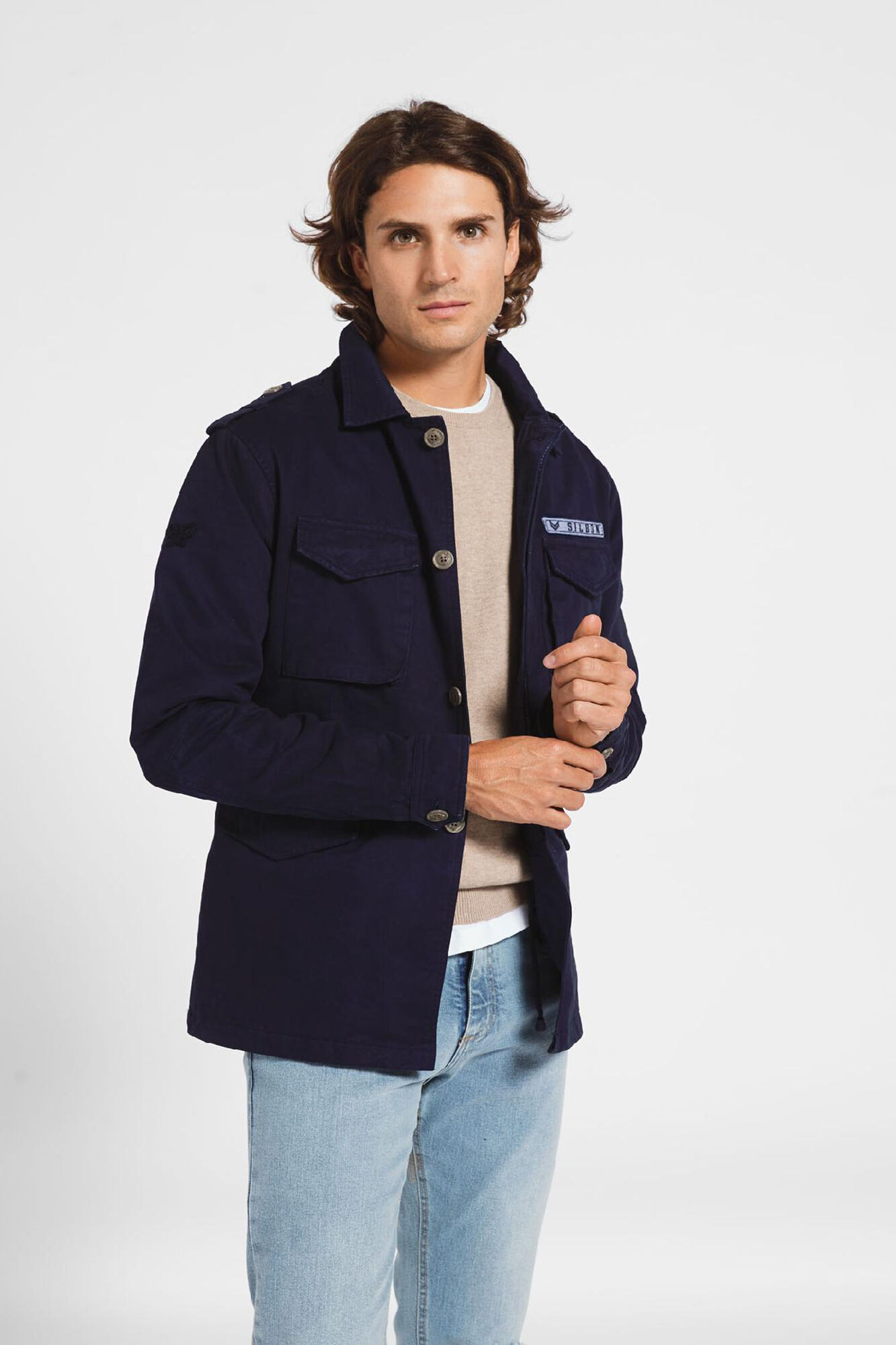 Silbon Chaqueta garment dye azul marino Azul marino