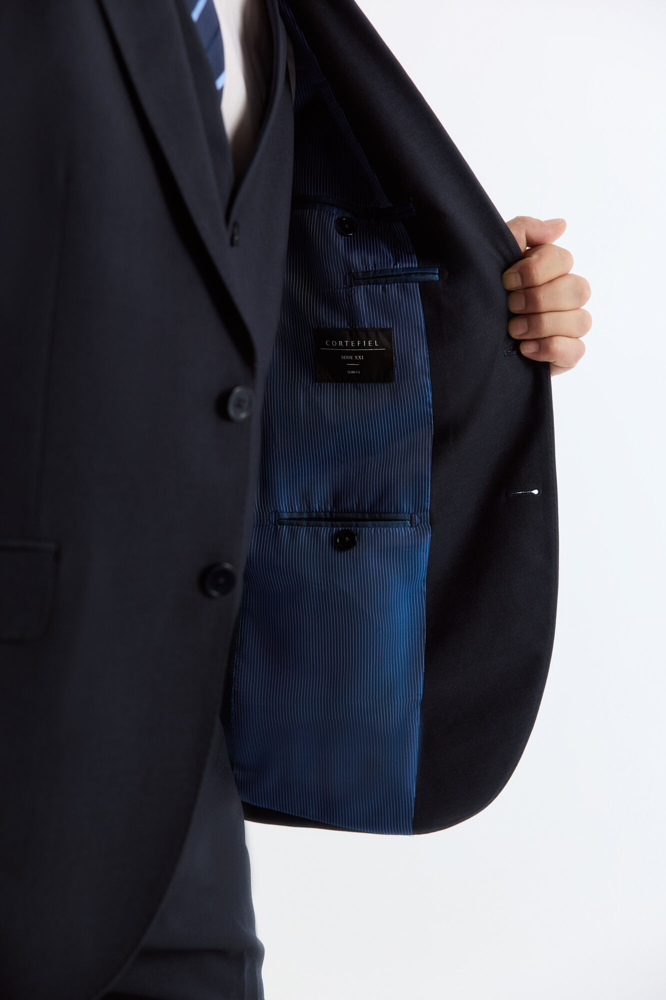 Cortefiel Navy plain faux leather jacket Navy