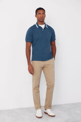 Cortefiel Fantasy neck structure polo shirt Blue