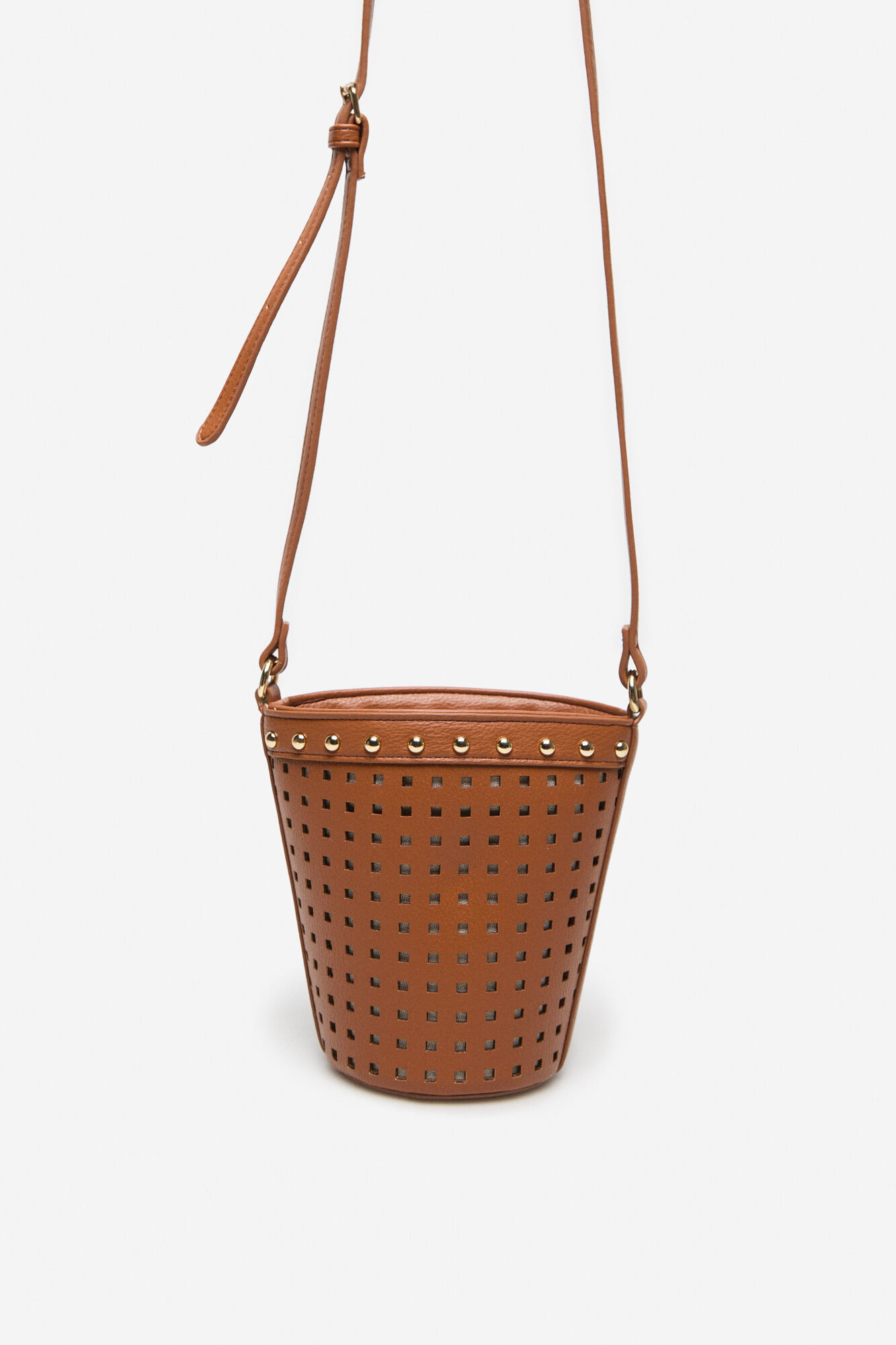 Cortefiel Mala mini bucket troquelada Castanho