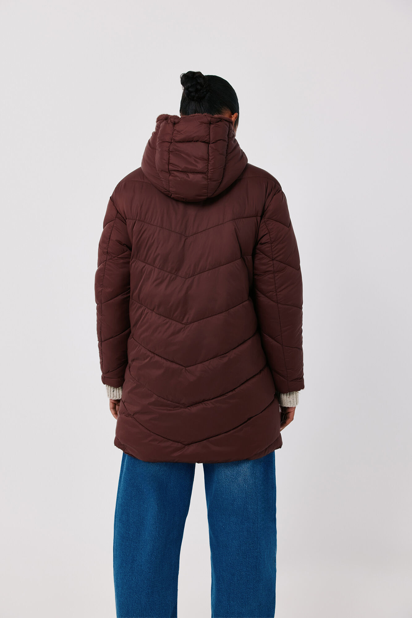 Cortefiel Anorak acolchado reversible efecto pelo Vino
