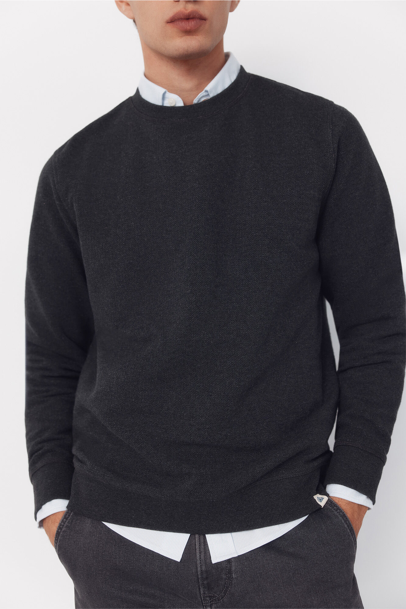 Cortefiel Textured crew neck sweatshirt Grey