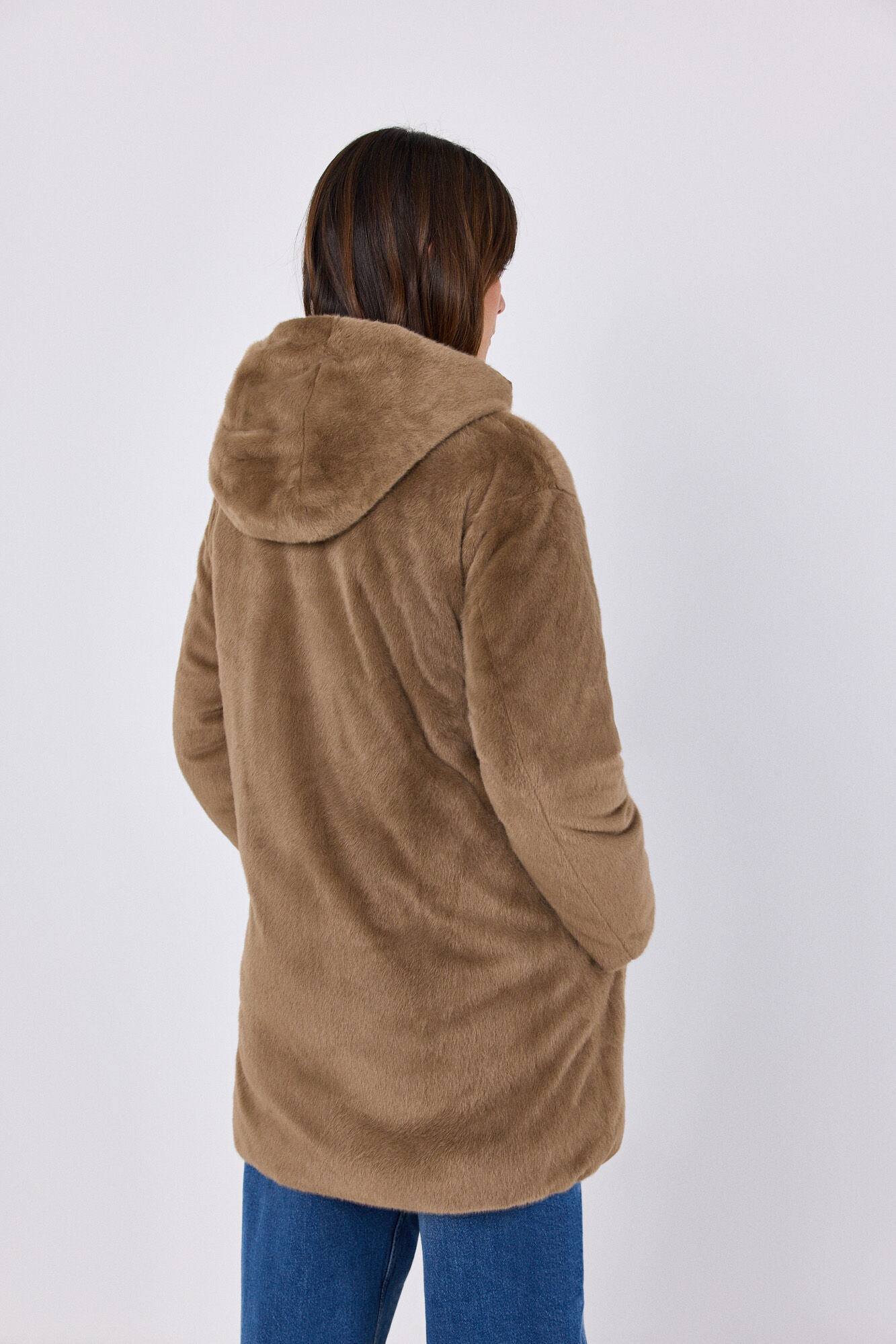 Cortefiel Anorak acolchado reversible efecto pelo Beige