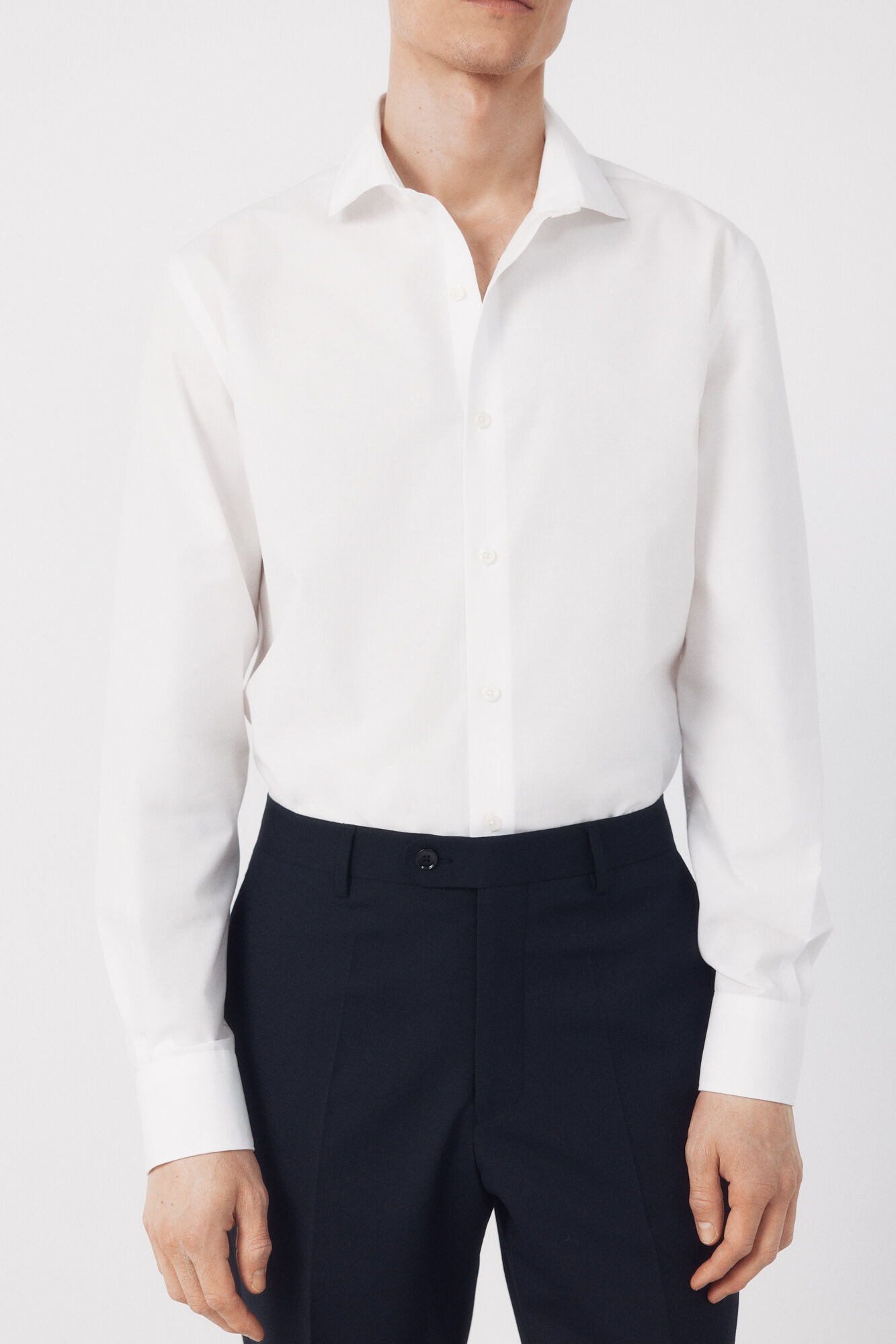 Cortefiel Slim fit easy-iron ottoman dress shirt White