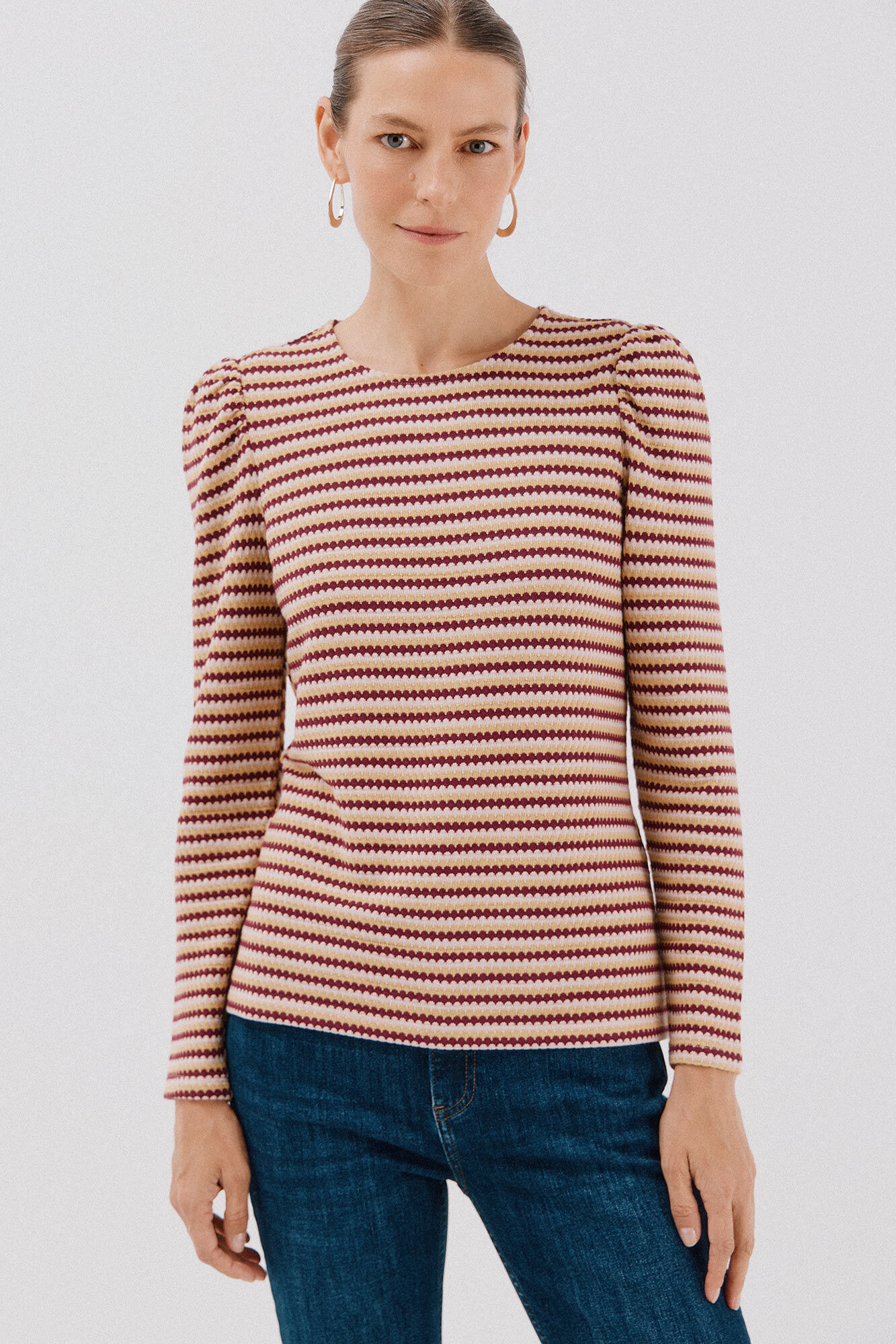 Cortefiel multicoloured striped structured top Multicolour