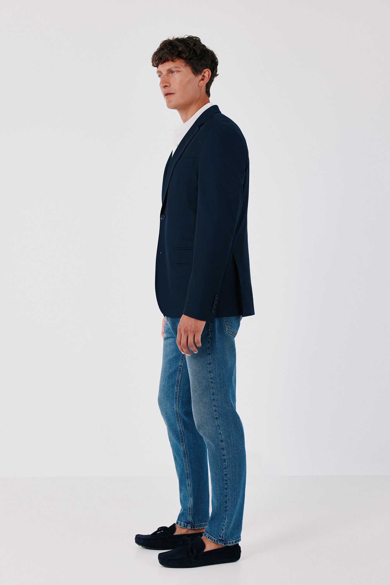 Cortefiel Basic knit blazer Navy