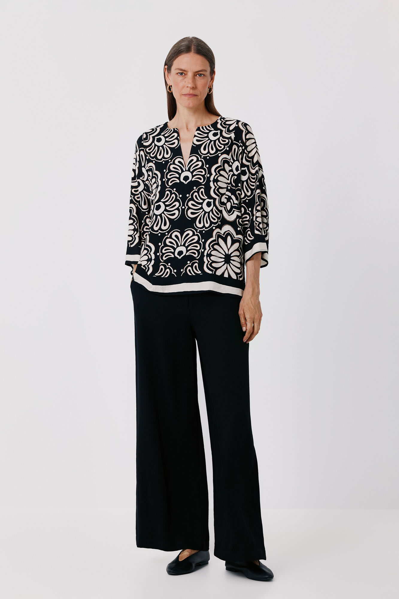 Cortefiel Printed loose tunic blouse