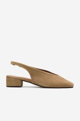 Cortefiel Leather slingback heeled shoe Nude