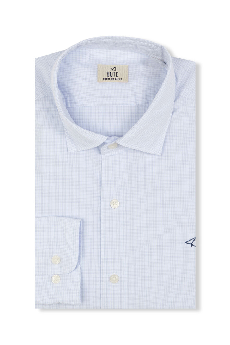 OOTO Camisa xadrez popelina Azul