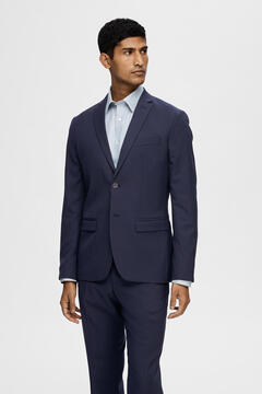 Cortefiel Slim fit suit jacket made from recycled materials Navy