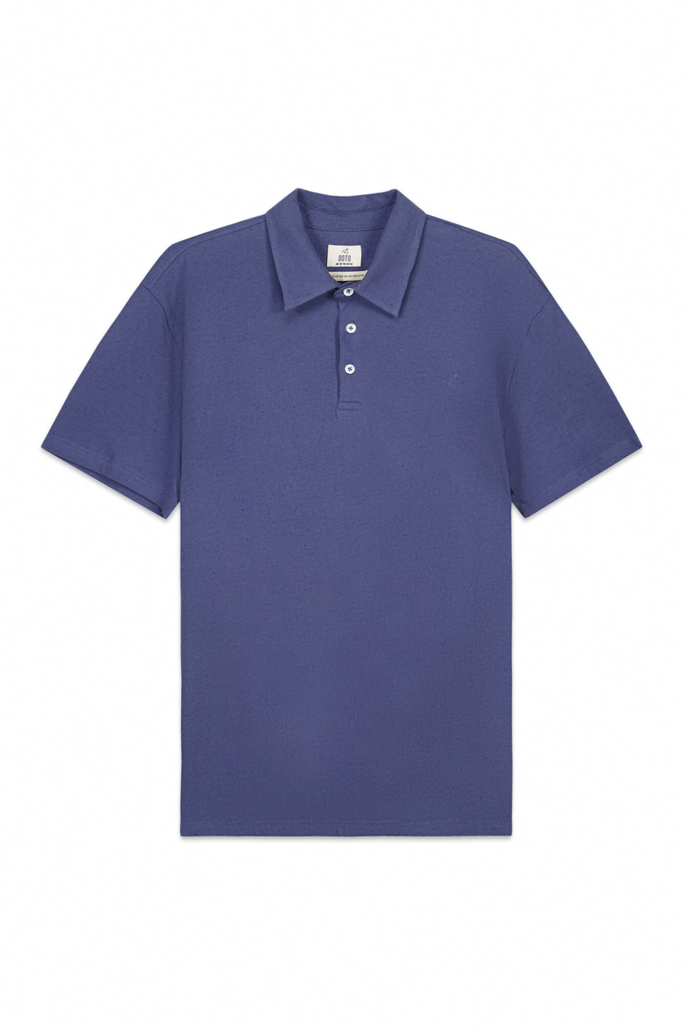 OOTO Cotton linen embroidered plane polo shirt