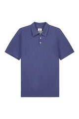 OOTO Cotton linen embroidered plane polo shirt Blue