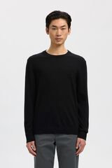 Selected 100% merino wool jumper Black