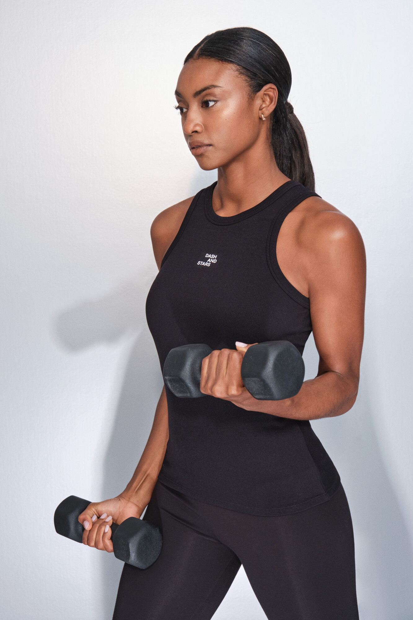 Dash and Stars Camiseta halter algod&oacute;n canal&eacute; negro