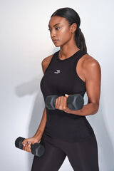 Dash and Stars T-shirt halter preto de algod&atilde;o canelado preto