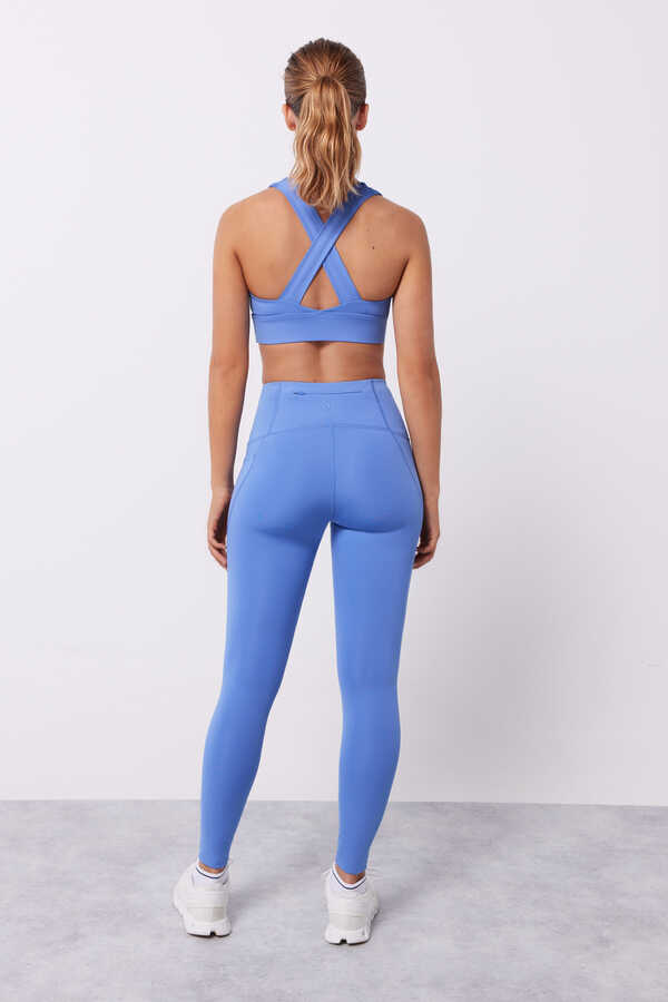Navy blue 4D Stretch leggings, Women's sports trousers