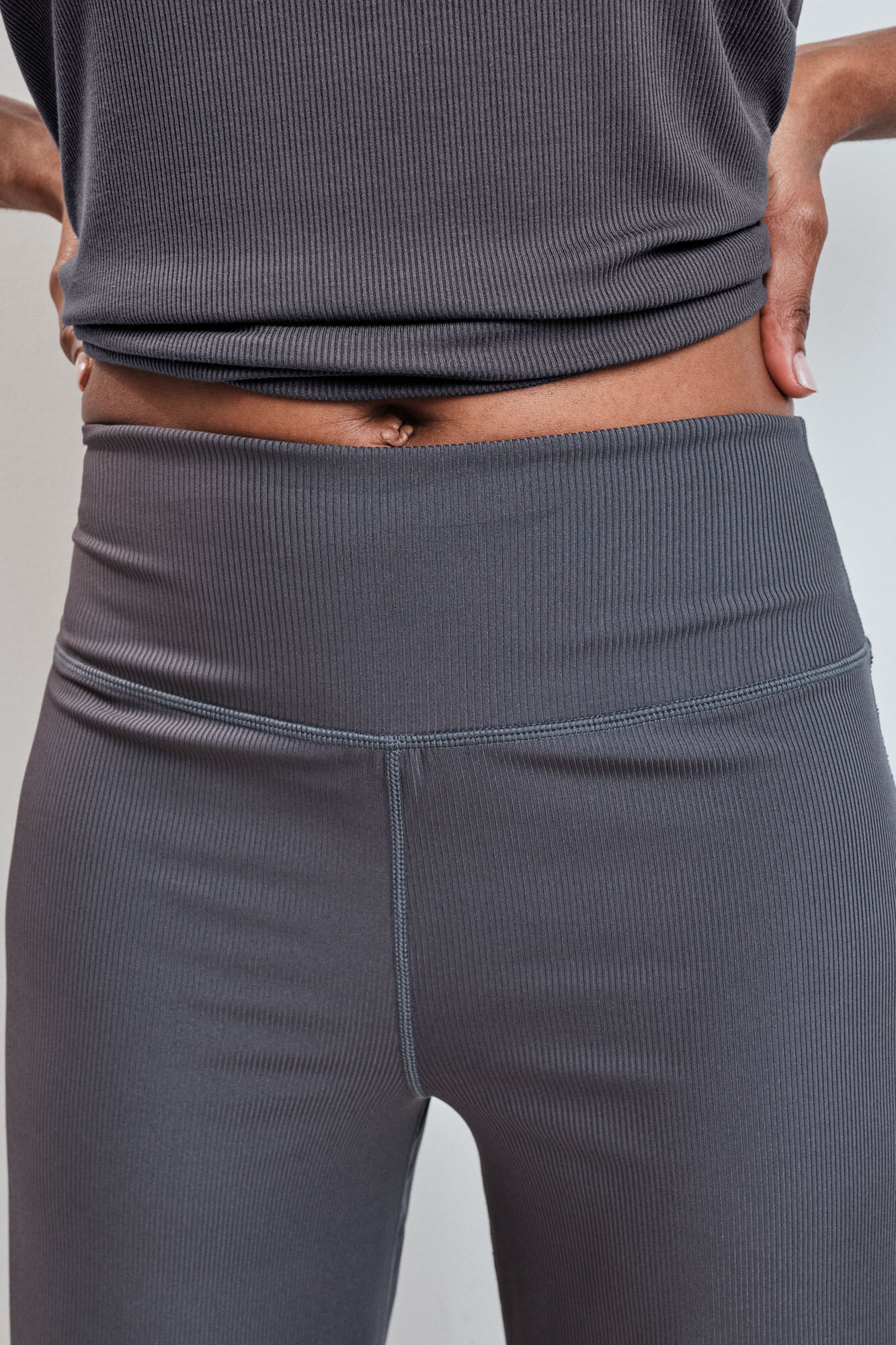 Dash and Stars Grey long palazzo ribbed trousers grey