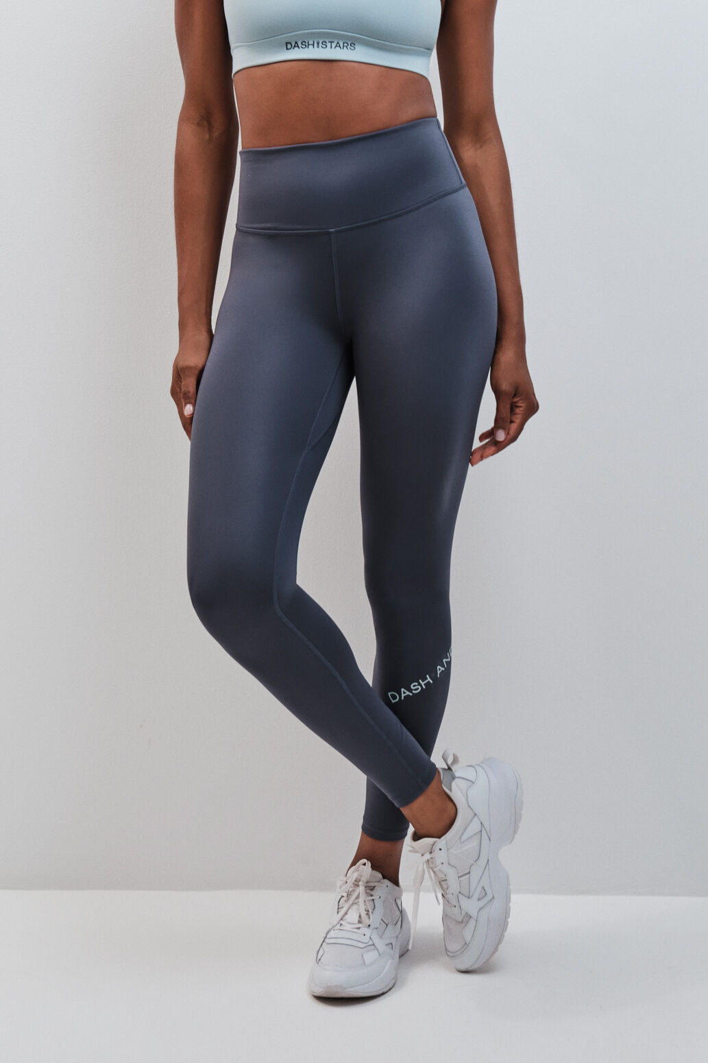 Dash and Stars Leggings compridos 4D STRETCH cinza cinzento