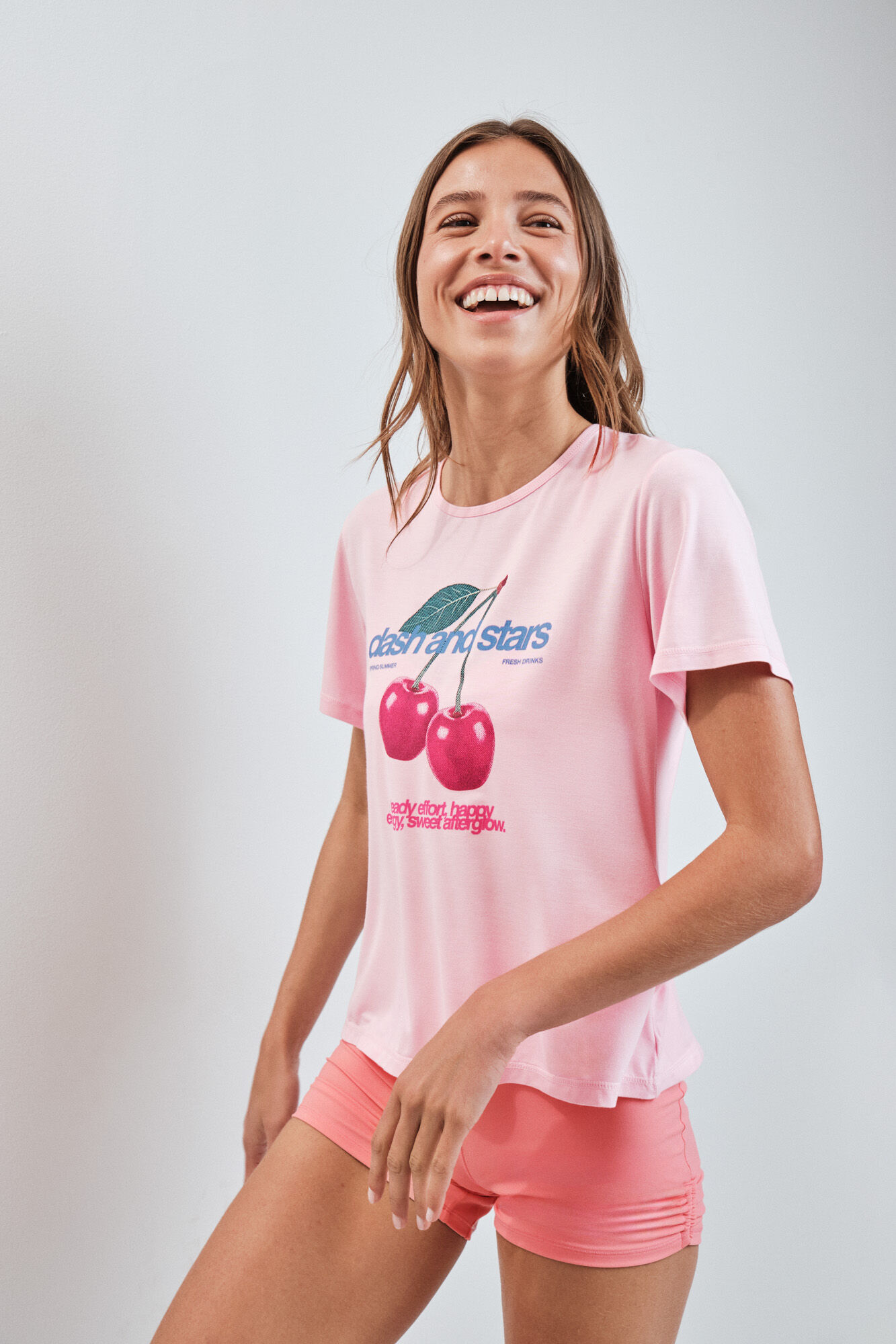 Dash and Stars Camiseta apertura espalda rosa rosa