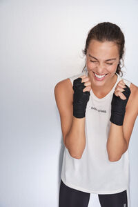 Dash and Stars Camiseta halter sin mangas algod&oacute;n blanca