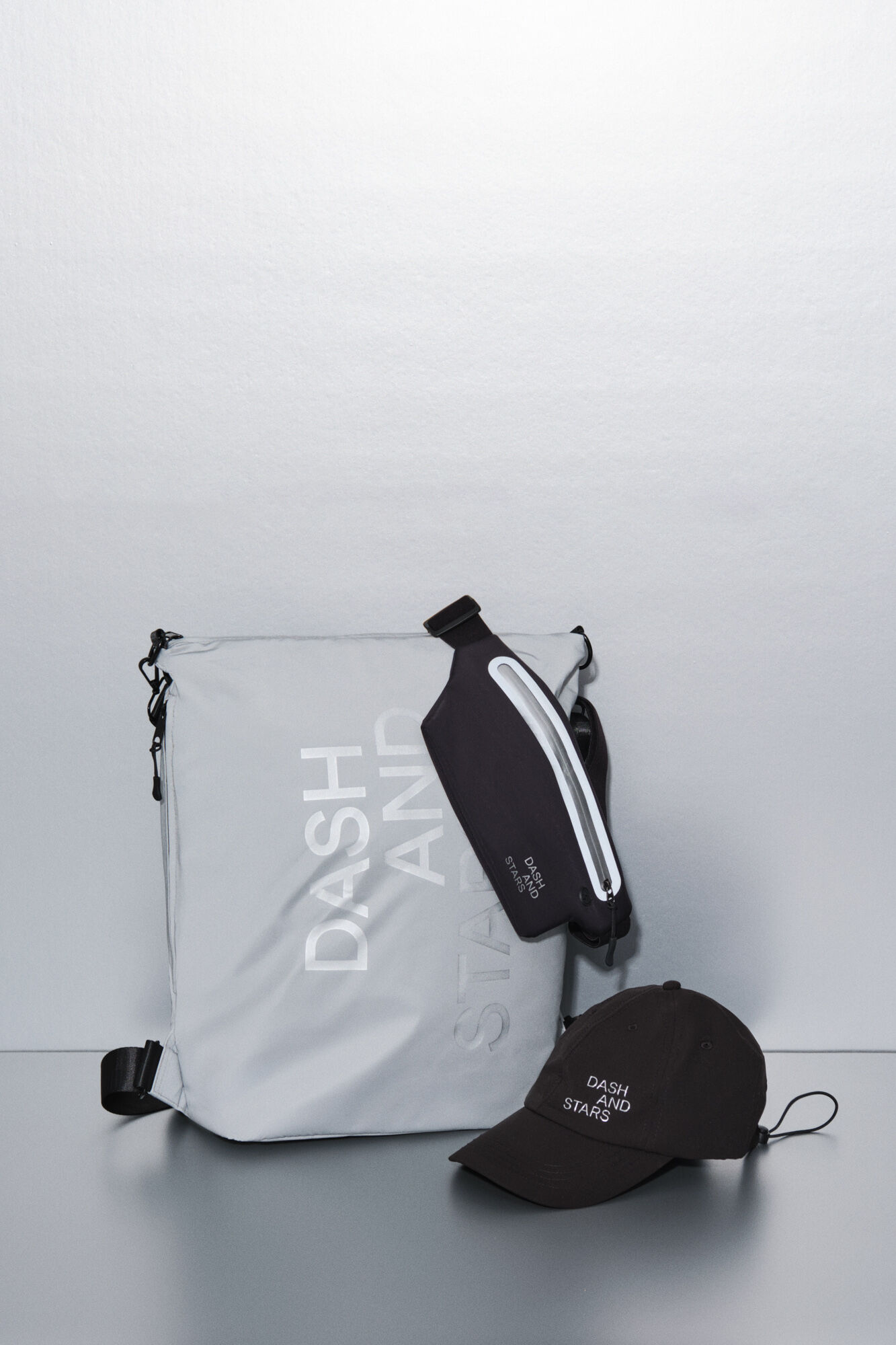 Dash and Stars Multiway metallic effect nylon backpack grey