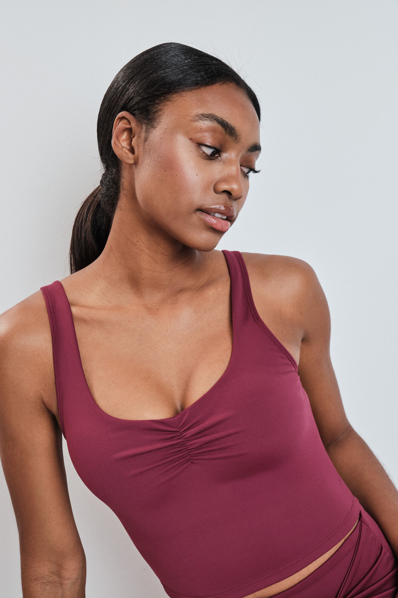 Dash and Stars Burgundy sports top SOFT MOVE red