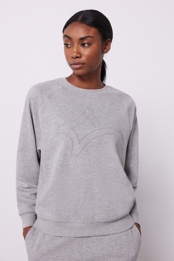 Dash and Stars Grey cotton logo sweatshirt grey