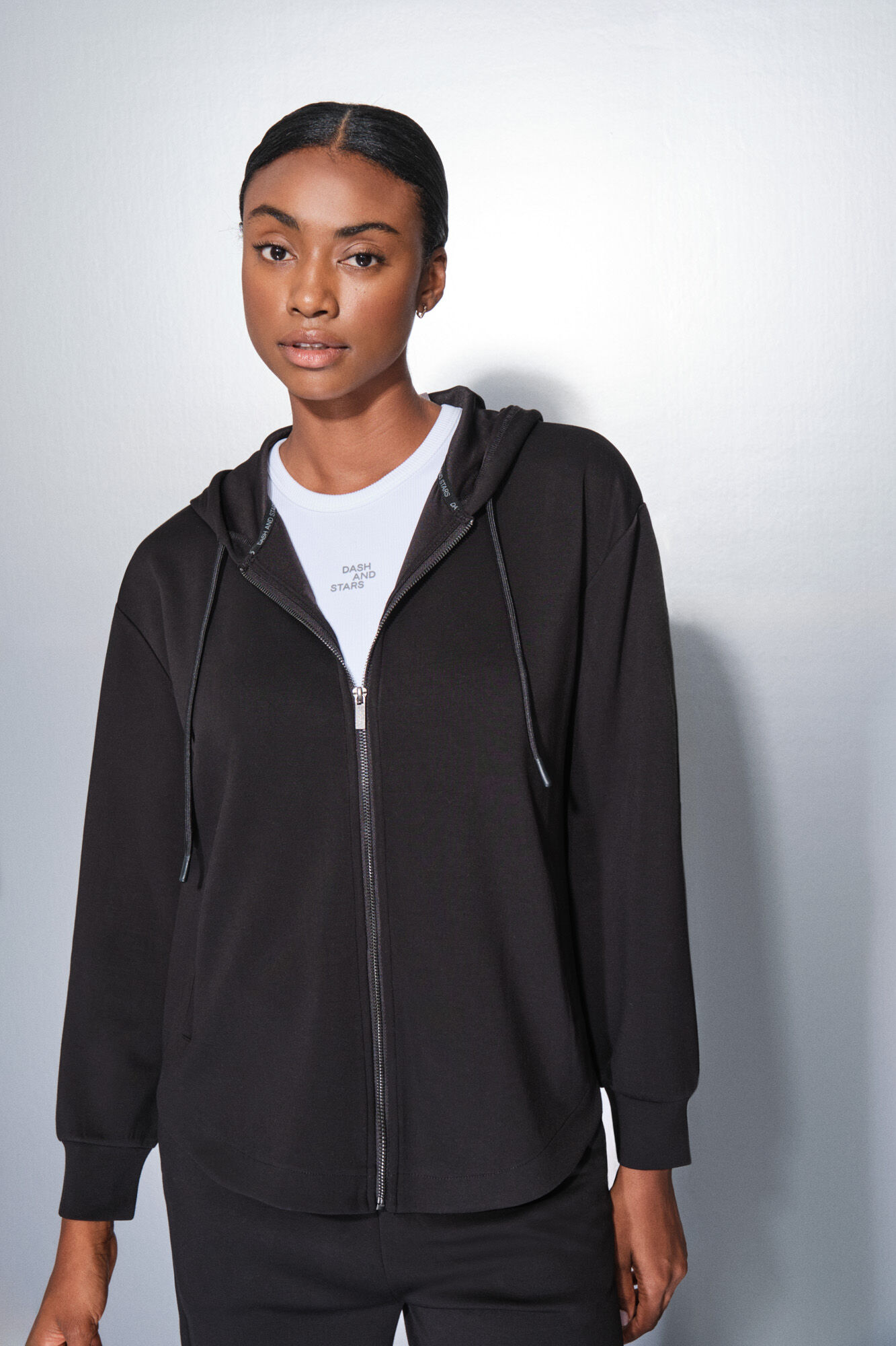 Dash and Stars Casaco preta com fecho-&eacute;clair 