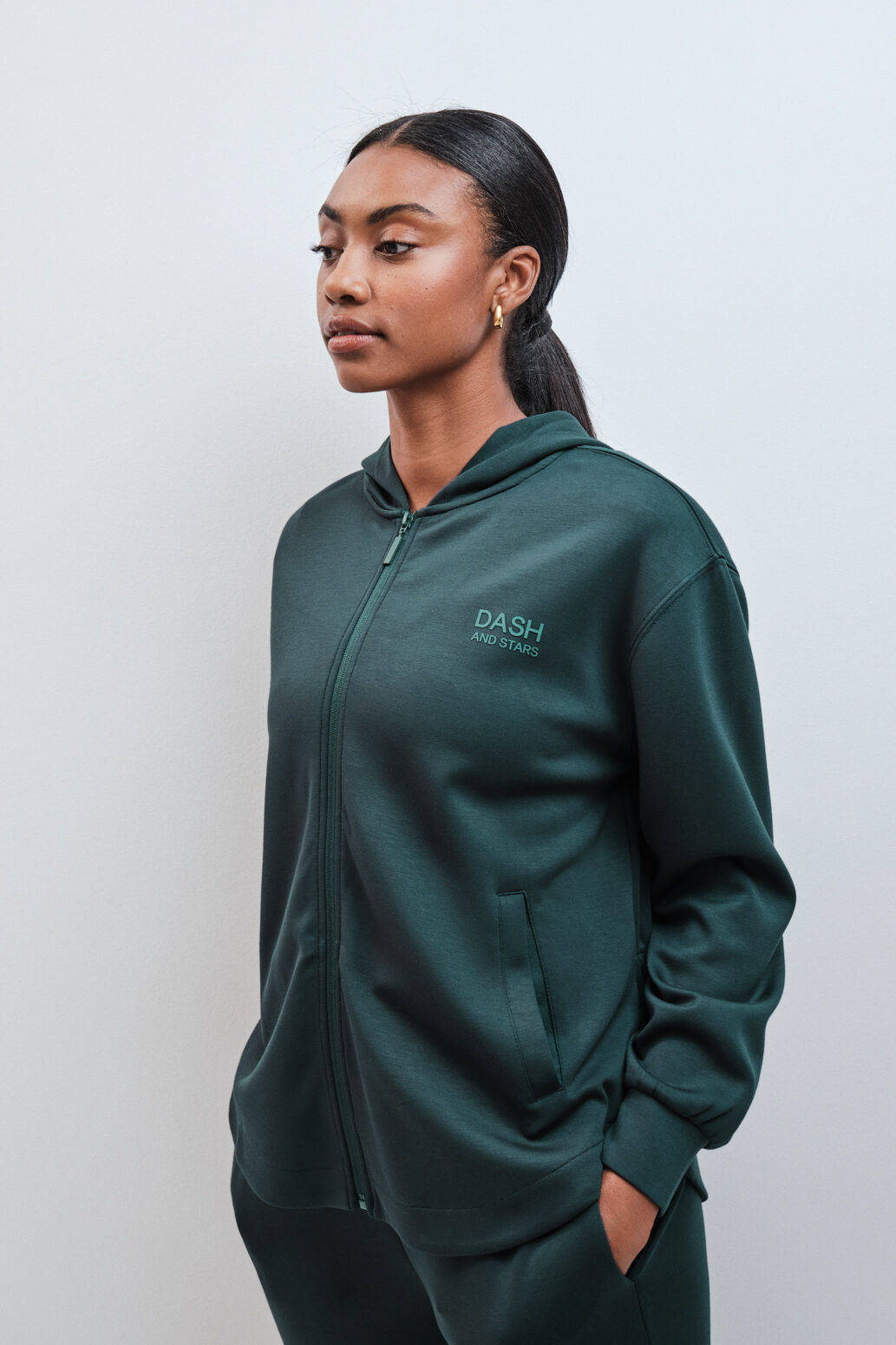 Dash and Stars Sudadera capucha tacto suave verde azul