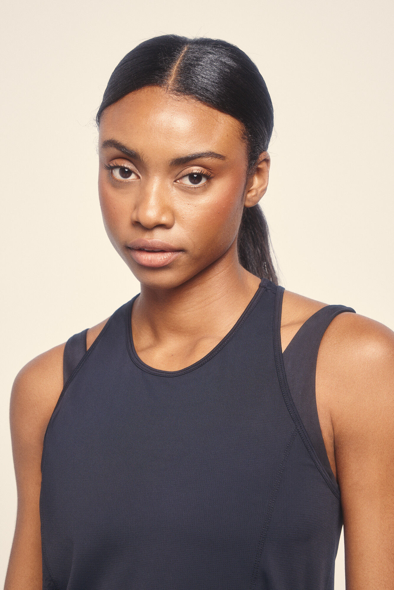 Dash and Stars Black microfibre halterneck top black