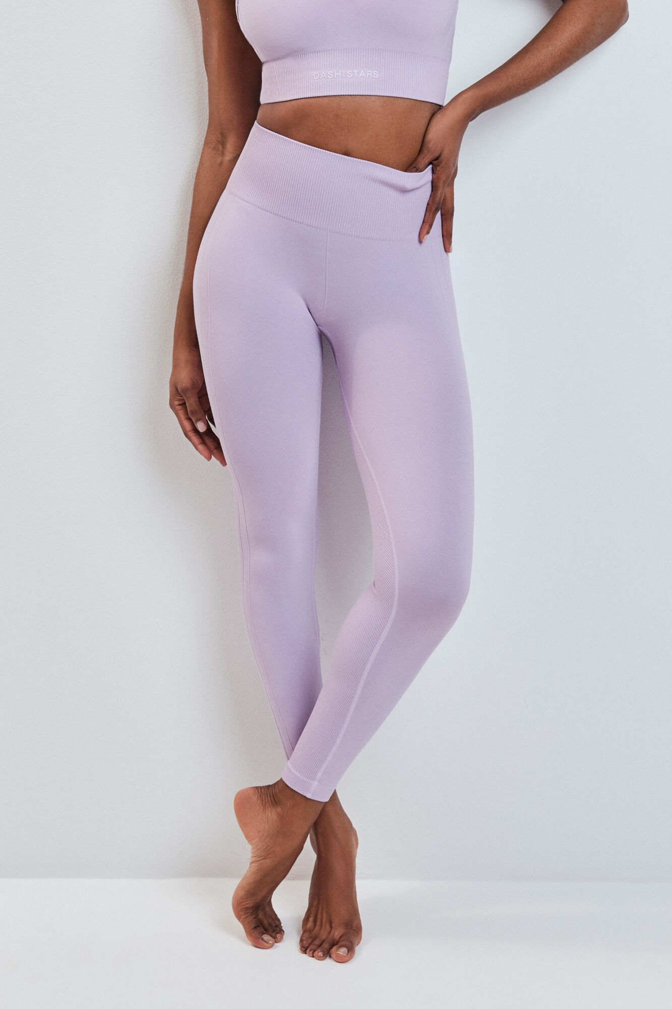 Dash and Stars Lilac long leggings SEAMLESS COMFORT pink